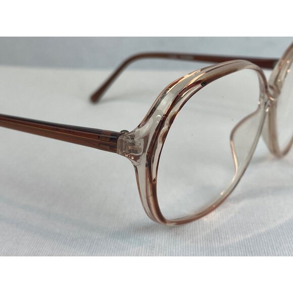 Vintage Clear & Brown Round Eyeglass Frames Full Rim - Picture 5 of 10